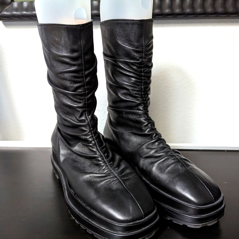 Reike Nen Black Leather Midi Ankle Boots (39.5, usw9.5)